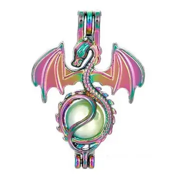 Rainbow Farebné Dragon Klietky Šperky, Prívesok Perla Korálky Klietky Prívesok Esenciálny Olej Difúzor Boho Medailón 5 ks Doprava Zadarmo RPC37