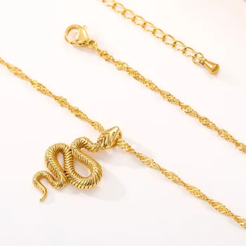 Had Náhrdelník Pre Ženy, Mužov, z Nehrdzavejúcej Ocele Zlatý Náhrdelník Had Prívesok Šperky Valentína Darček 2021 Collier Bijoux Femme