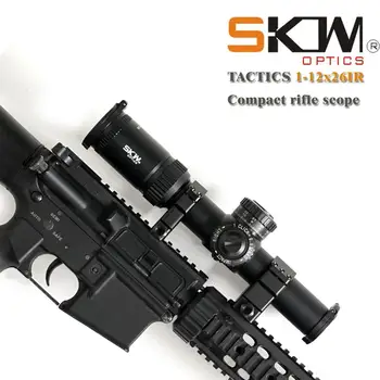 SKWoptics 1-12x26 Riflescope 34cm CNC krúžky Taktické reticle šok dôkaz Puška pohľad Lov rozsah