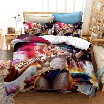 Bytový Textil 3d Harley Quinn Vytlačené posteľná bielizeň Nastaviť Film Samovražedné Komando Joker Dievčatá Obliečky Kryt Nastaví Europe/USA/Austrália Veľkosť