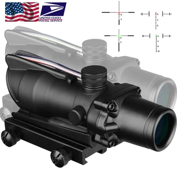Lov Riflescope ACOG 4X32 Reálne Fiber Optics Red Dot Osvetlené Chevron Leptané Reticle Taktické Optickým Zameriavačom