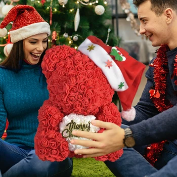 Vianočný Darček pre Deti a ženy na Umelé PE Rose macko Ruží s Korunu Valentína, Svadbu Radi Vianoce, Darčeky pre Dievča