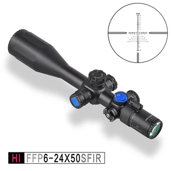 Objav AHOJ 6-24X50 SFIR FFP Riflescope Prvý Ohniskovej Rovine Lov Rozsah Osvetlené Taktické Pamiatky, S Uhlom Indikátor Úrovne