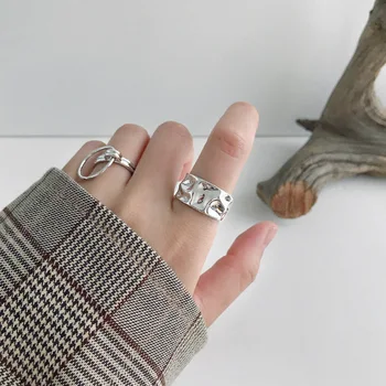 Pure 925 Sterling Silver Ring Módne Jednoduché dump Vlna Krúžok Tenké Geometrické prst Prsteň Pre Ženy Šperky Anti Alergie