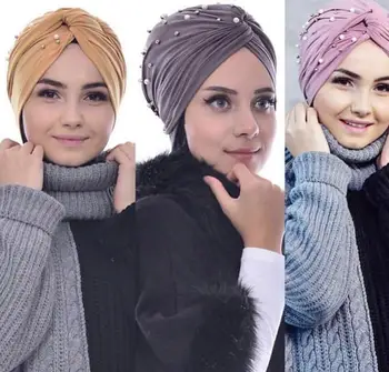 2020 Módne Ženy Twist Hidžáb Čiapky Moslimských Lištovanie Turbante Mujer India Klobúk Hijabs Šatku Na Hlavu Zábal Šatku Úsek Turban Kapoty