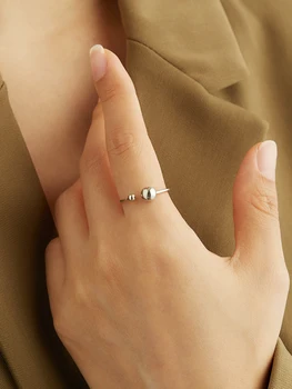 INALIS Otvorte Nastaviteľné 925 Sterling Silver Veľké A Malé Guličky Krúžok Minimalistický Prst Prstene Pre Ženy Strany Žien Jemné Šperky