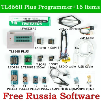 XGecu Pôvodné V10.22 TL866II Plus Univerzálny USB Programátor +16 Adaptér+EDID Kábel+SOP8 IC Klip TL866 Flash EPROM Programátor