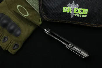 Zelená thorn 95 HATI Plutvy skladací nôž M390 oceľ ložisko titán CF 3D rukoväť camping lov vonkajšie ovocie Nože nástroj výchovy k DEMOKRATICKÉMU občianstvu