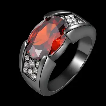 Black Gold Ring Vykladané s Ruby Strany snubný Prsteň Ruby Krúžok Osobné Ruby Krúžok