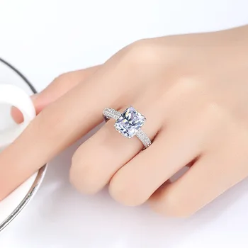 Svadobné Kapela Módne Nádherný Obdĺžnikový Crystal Prstene, Šperky 925 Silver Zapojenie Návrh Krúžok pre Ženy Príslušenstvo