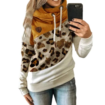 Ženské Mikina s Dlhým Rukávom Leopard Módne Spájať Voľné Plus Veľkosť Zimné 5XL Nadrozmerné Pulóver s Kapucňou, kórejský Štýl Oblečenie